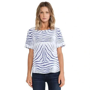 {Equipment}  Riley Endangered Tee in Bright White Zebra Print Silk Blouse